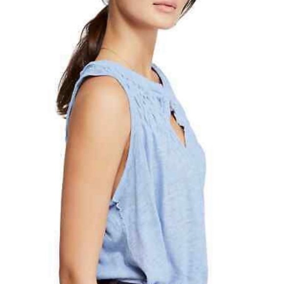 WE THE FREE New to Town Smocked Tank Top Dreamy Clouds - Picture 2 of 6